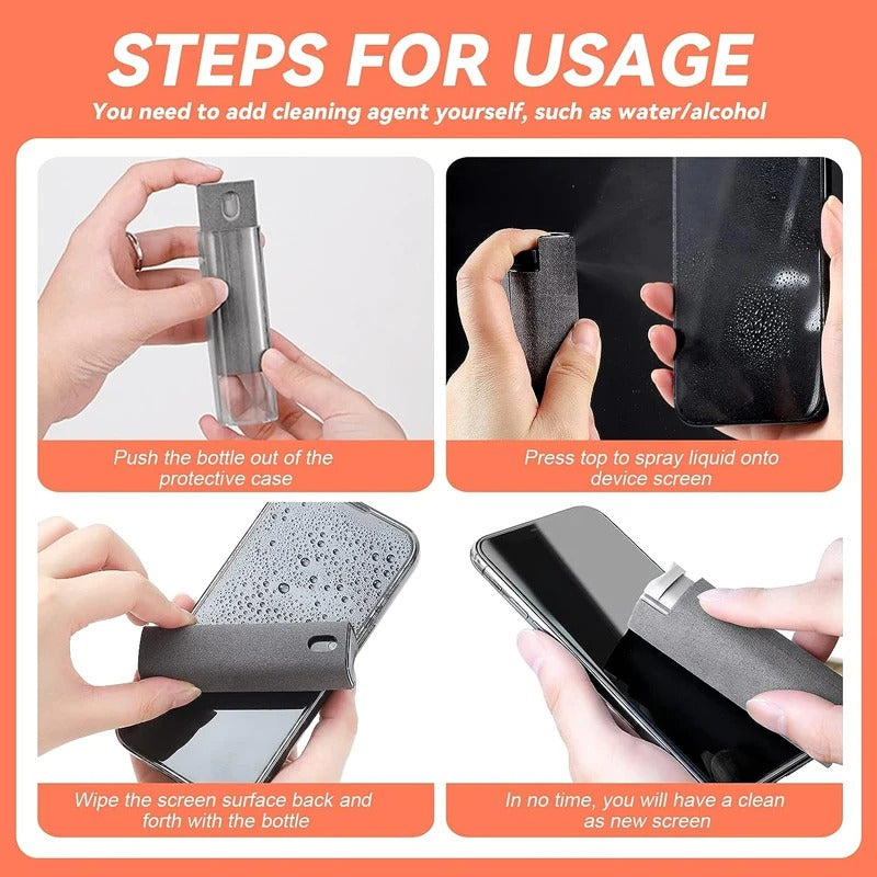 2 in 1 Microfiber Screen Cleaner + Spray Bottle